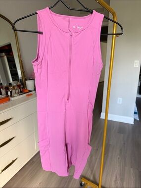Aritzia Bright Pink Sleeveless Zipper Romper